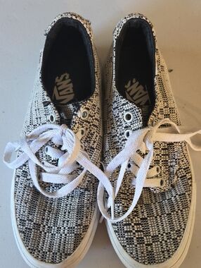 Vans Black & White Woven Checker Low-Top Sneakers